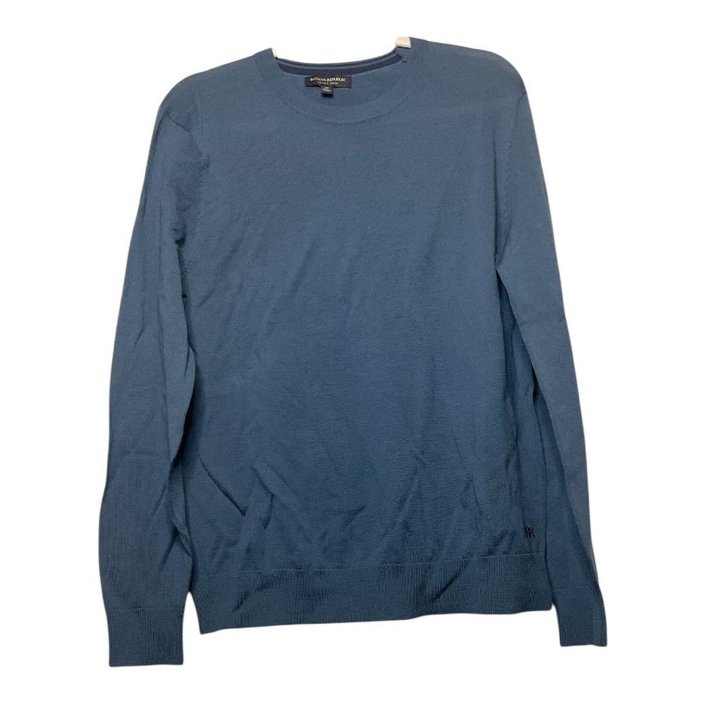 Men’s NWOT Banana Republic blue, 100%‎ merino wool crewneck sweater, size M